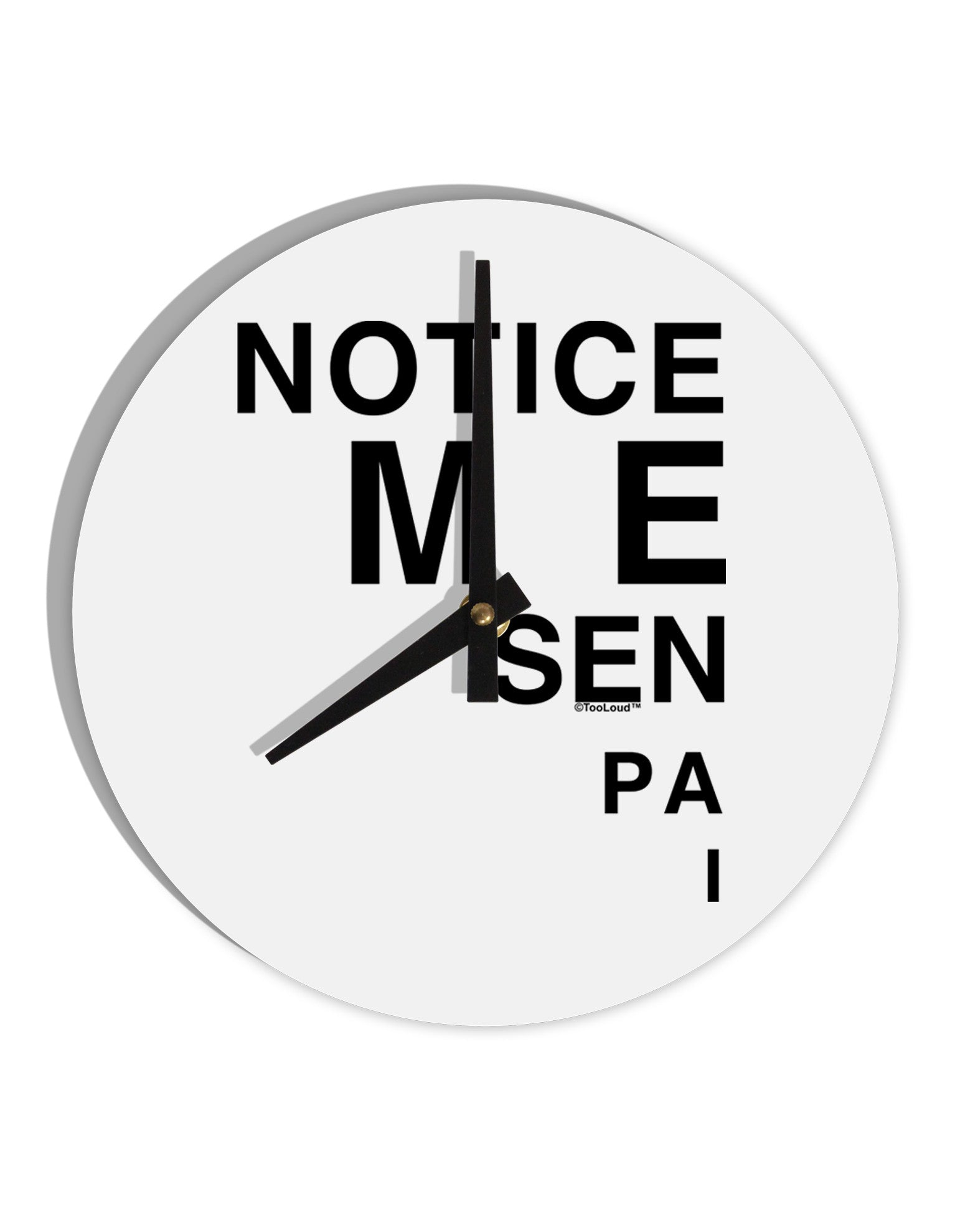 Notice Me Senpai Triangle Text 10 InchRound Wall Clock-Wall Clock-TooLoud-White-Davson Sales