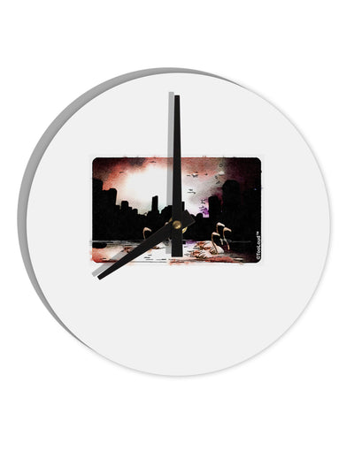 Nighttime Flamingos 10 InchRound Wall Clock-Wall Clock-TooLoud-White-Davson Sales