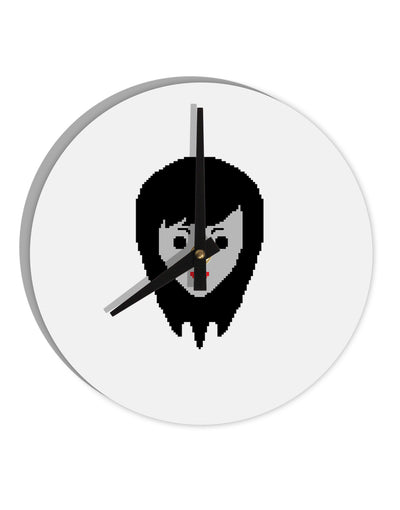Cute Pixel Vampire Female 10 InchRound Wall Clock-Wall Clock-TooLoud-White-Davson Sales