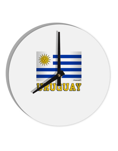 Uruguay Flag 10 InchRound Wall Clock-Wall Clock-TooLoud-White-Davson Sales