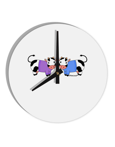 Cute Pair of Sweater Cows 10 InchRound Wall Clock-Wall Clock-TooLoud-White-Davson Sales