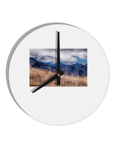 Pikes Peak CO Mountains 10 InchRound Wall Clock by TooLoud-Wall Clock-TooLoud-White-Davson Sales