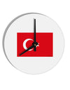 Turkey Flag 10 InchRound Wall Clock by TooLoud-Wall Clock-TooLoud-White-Davson Sales