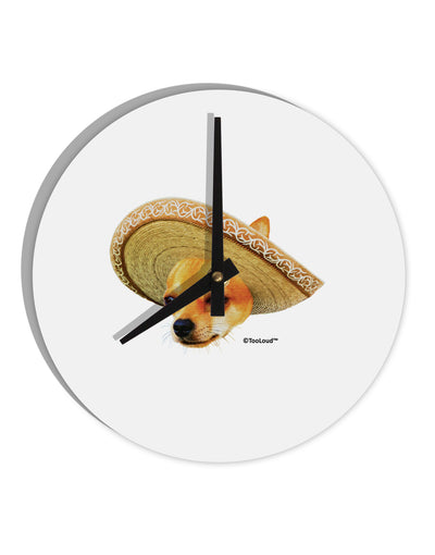 Chihuahua Dog with Sombrero - Patchwork Design 10 InchRound Wall Clock by TooLoud-Wall Clock-TooLoud-White-Davson Sales