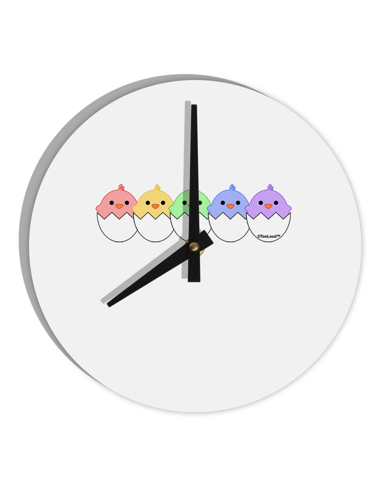 Cute Hatching Chicks Group #2 10 InchRound Wall Clock by TooLoud-Wall Clock-TooLoud-White-Davson Sales
