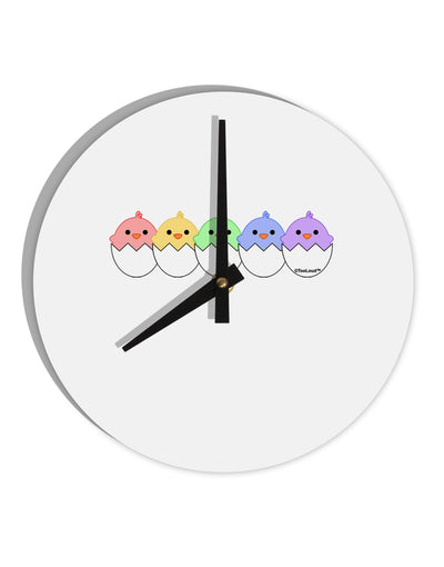 Cute Hatching Chicks Group #2 10 InchRound Wall Clock by TooLoud-Wall Clock-TooLoud-White-Davson Sales