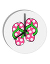 Cute Polka Dot Flip Flops - Pink and Green 10 InchRound Wall Clock-Wall Clock-TooLoud-White-Davson Sales