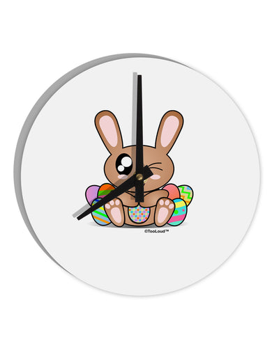 Cute Bunny with Eggs 10 InchRound Wall Clock-Wall Clock-TooLoud-White-Davson Sales