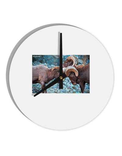 CO Bighorn Head Butt 10 InchRound Wall Clock-Wall Clock-TooLoud-White-Davson Sales