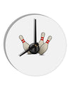 Bowling Ball with Pins 10 InchRound Wall Clock-Wall Clock-TooLoud-White-Davson Sales