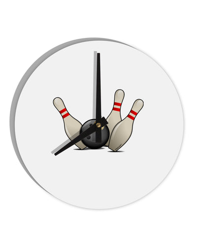 Bowling Ball with Pins 10 InchRound Wall Clock-Wall Clock-TooLoud-White-Davson Sales