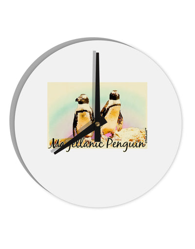 Magellanic Penguin Text 10 InchRound Wall Clock-Wall Clock-TooLoud-White-Davson Sales