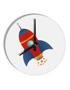 Space Rocket Ship and Stars 10 InchRound Wall Clock by TooLoud-Wall Clock-TooLoud-White-Davson Sales