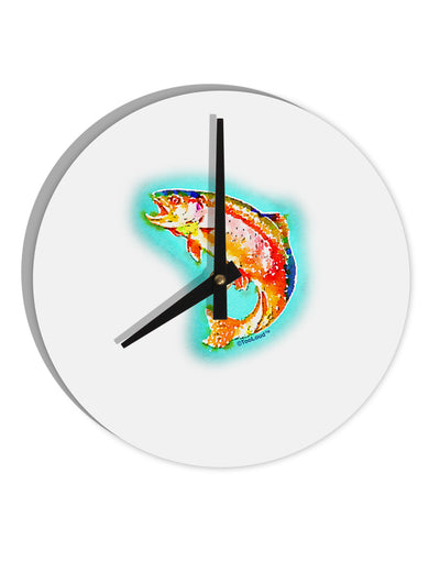 Rainbow Trout WaterColor 10 InchRound Wall Clock-Wall Clock-TooLoud-White-Davson Sales