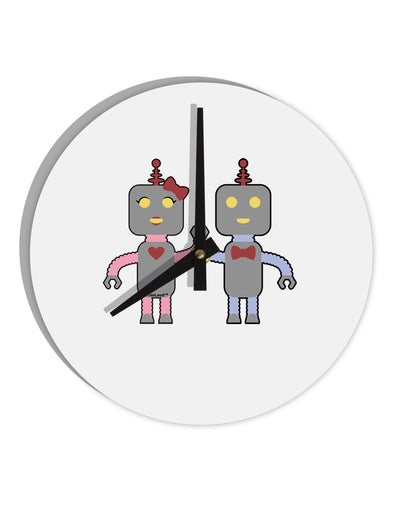 Cute Robot Love 10 InchRound Wall Clock by TooLoud-Wall Clock-TooLoud-White-Davson Sales