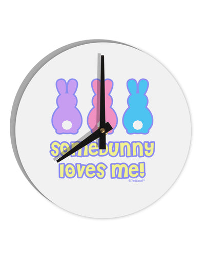 Three Easter Bunnies - Somebunny Loves Me 10 InchRound Wall Clock by TooLoud-Wall Clock-TooLoud-White-Davson Sales