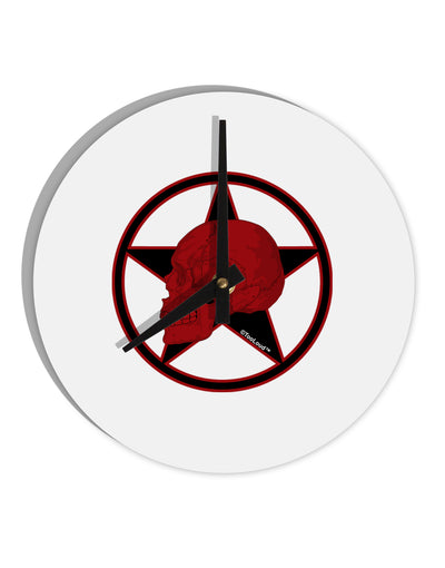 Blood Red Skull 10 InchRound Wall Clock by TooLoud-Wall Clock-TooLoud-White-Davson Sales