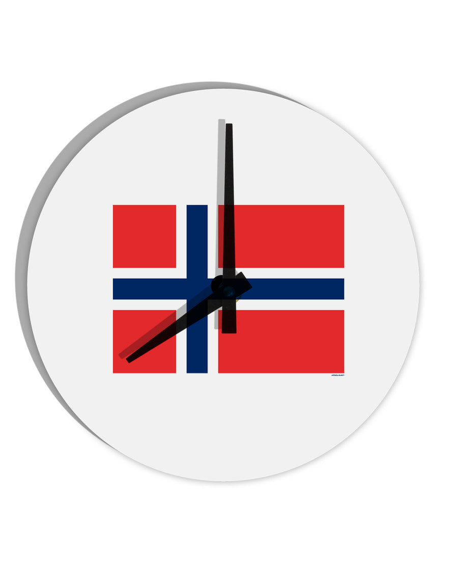 TooLoud Norwegian Flag 10 Inch Round Wall Clock-Wall Clock-TooLoud-Davson Sales