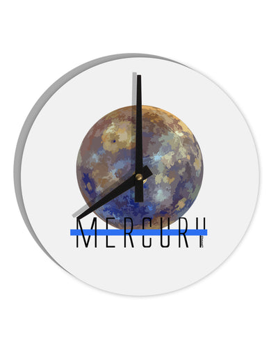 Planet Mercury Text 10 InchRound Wall Clock by TooLoud-Wall Clock-TooLoud-White-Davson Sales