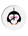 Cute Penguin - Heart Eyes 10 InchRound Wall Clock by TooLoud-Wall Clock-TooLoud-White-Davson Sales