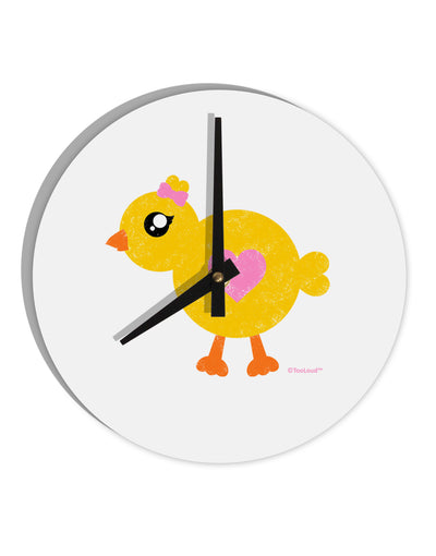 Cute Chick with Bow - Crayon Style Drawing 10 InchRound Wall Clock by TooLoud-Wall Clock-TooLoud-White-Davson Sales