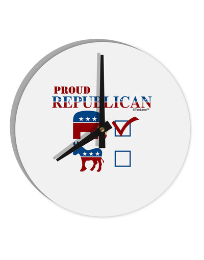 Proud Republican Checkmark 10 InchRound Wall Clock-Wall Clock-TooLoud-White-Davson Sales