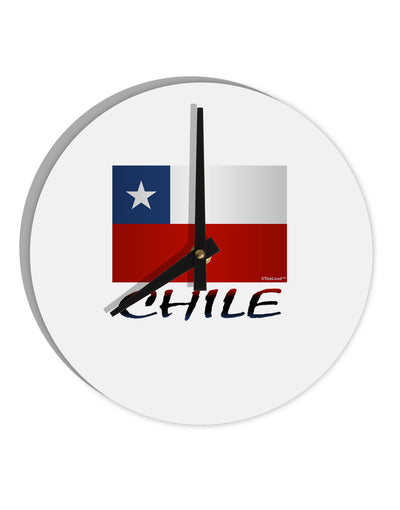 Chile Flag 10 InchRound Wall Clock-Wall Clock-TooLoud-White-Davson Sales