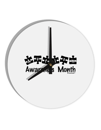 Autism Awareness Month - Puzzle Pieces 10 InchRound Wall Clock by TooLoud-Wall Clock-TooLoud-White-Davson Sales