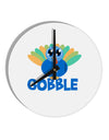 Cute Gobble Turkey Blue 10 InchRound Wall Clock-Wall Clock-TooLoud-White-Davson Sales