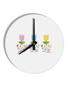 Three Easter Tulips 10 InchRound Wall Clock by TooLoud-Wall Clock-TooLoud-White-Davson Sales