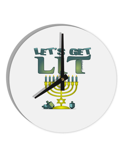 Let's Get Lit Menorah 10 InchRound Wall Clock-Wall Clock-TooLoud-White-Davson Sales