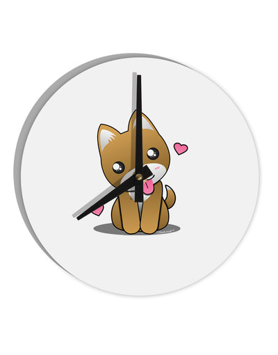 Kawaii Puppy 10 InchRound Wall Clock-Wall Clock-TooLoud-White-Davson Sales