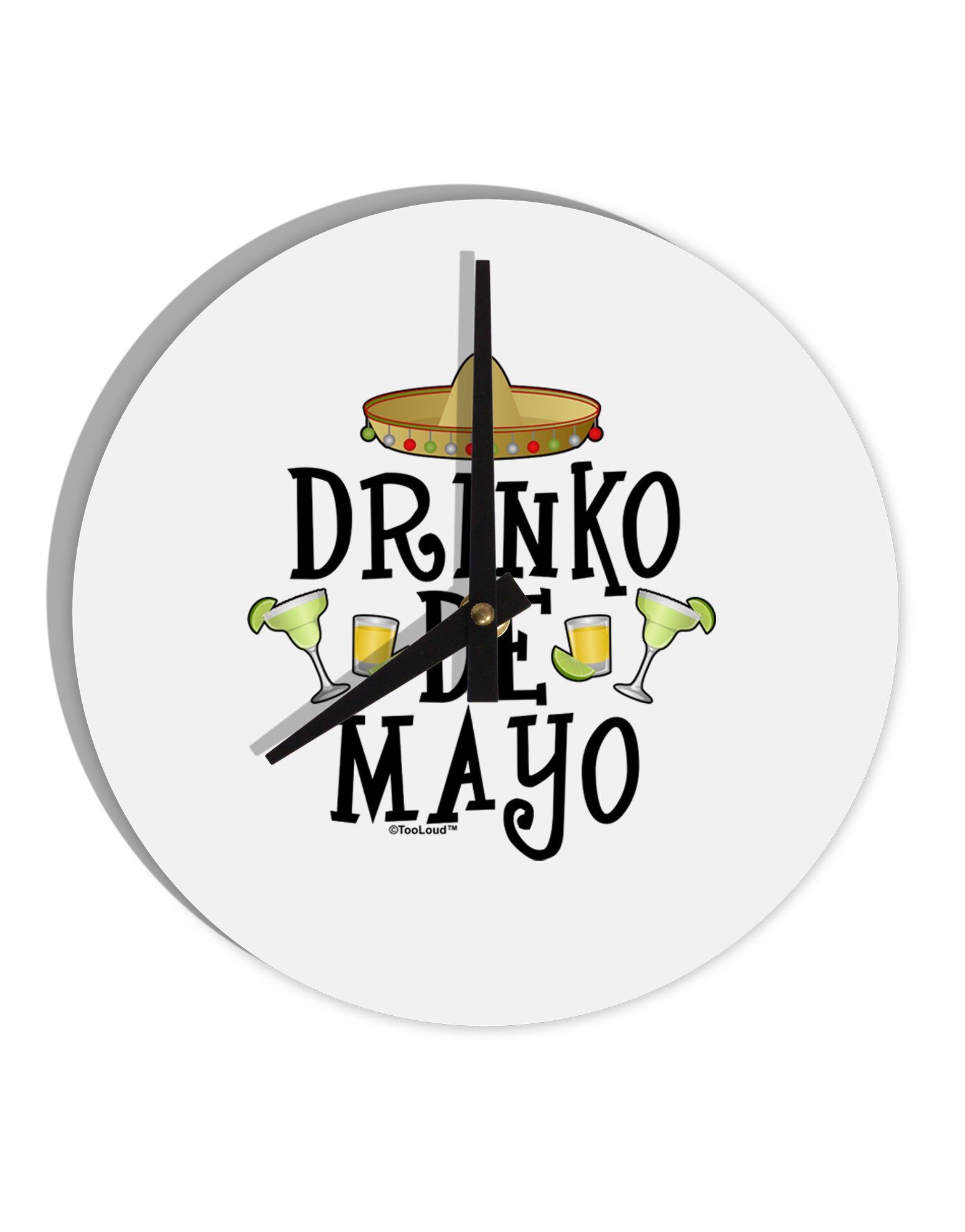 Drinko De Mayo 10 InchRound Wall Clock-Wall Clock-TooLoud-White-Davson Sales