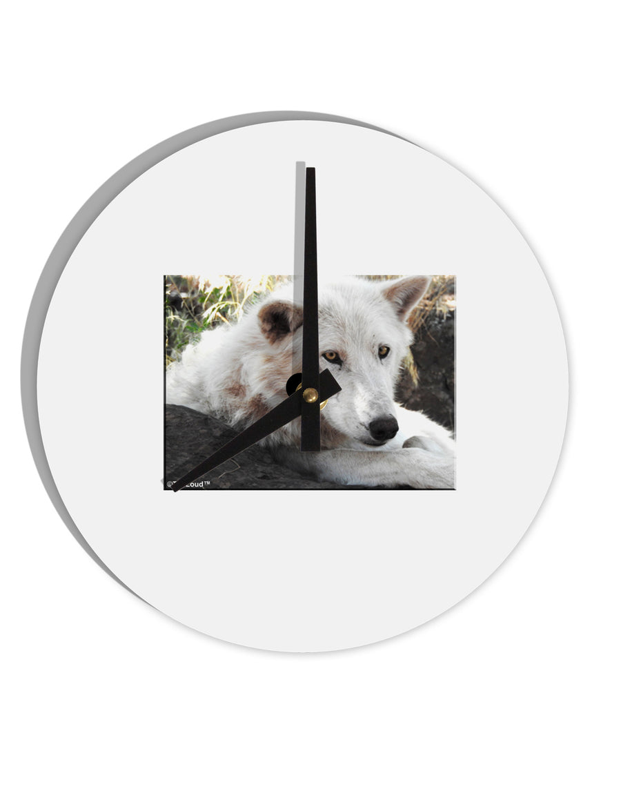 Laying White Wolf 10 InchRound Wall Clock-Wall Clock-TooLoud-White-Davson Sales