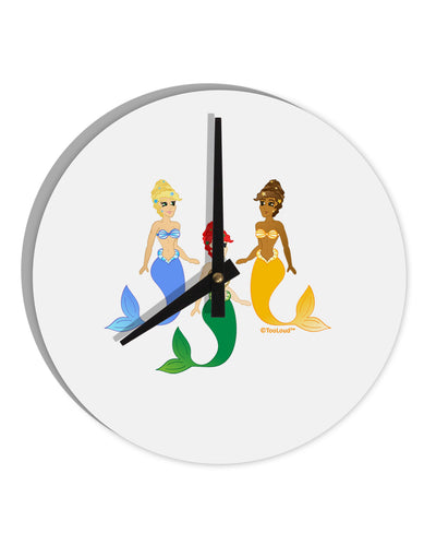 Three Mermaids 10 InchRound Wall Clock-Wall Clock-TooLoud-White-Davson Sales