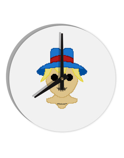 Cute Pixel Scarecrow 10 InchRound Wall Clock-Wall Clock-TooLoud-White-Davson Sales