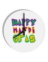 Happy Mardi Gras Text 2 10 InchRound Wall Clock-Wall Clock-TooLoud-White-Davson Sales