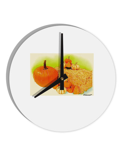 Fall Pumpkin Scene 10 InchRound Wall Clock-Wall Clock-TooLoud-White-Davson Sales