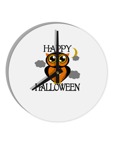 Owl Orange Text 10 InchRound Wall Clock-Wall Clock-TooLoud-White-Davson Sales