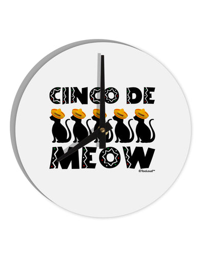 Five Cats - Cinco de Meow 10 InchRound Wall Clock by TooLoud-Wall Clock-TooLoud-White-Davson Sales