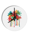 Paint Splash Palm Trees 10 InchRound Wall Clock-Wall Clock-TooLoud-White-Davson Sales