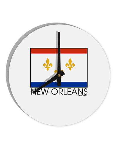 New Orleans Louisiana Flag Text 10 InchRound Wall Clock-Wall Clock-TooLoud-White-Davson Sales