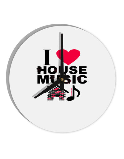 I Love House Pink 10 InchRound Wall Clock-Wall Clock-TooLoud-White-Davson Sales