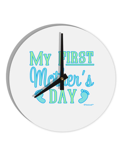 My First Mother's Day - Baby Feet - Blue 10 InchRound Wall Clock by TooLoud-Wall Clock-TooLoud-White-Davson Sales