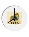 Lion Watercolor 1 Text 10 InchRound Wall Clock-Wall Clock-TooLoud-White-Davson Sales