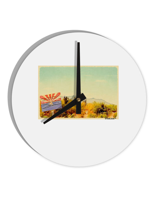 Arizona Scene Watercolor 10 InchRound Wall Clock-Wall Clock-TooLoud-White-Davson Sales