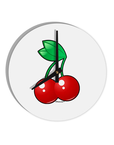 Cherries 10 InchRound Wall Clock-Wall Clock-TooLoud-White-Davson Sales