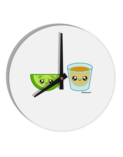 Cute Tequila Shot and Lime Wedge 10 InchRound Wall Clock by TooLoud-Wall Clock-TooLoud-White-Davson Sales