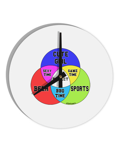 Beer Girl and Sports Diagram 10 InchRound Wall Clock-Wall Clock-TooLoud-White-Davson Sales