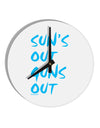 Suns Out Guns Out - Blue 10 InchRound Wall Clock-Wall Clock-TooLoud-White-Davson Sales